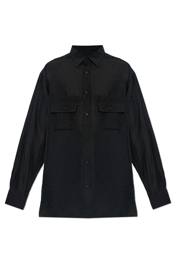CZARNY Koszula z kieszeniami