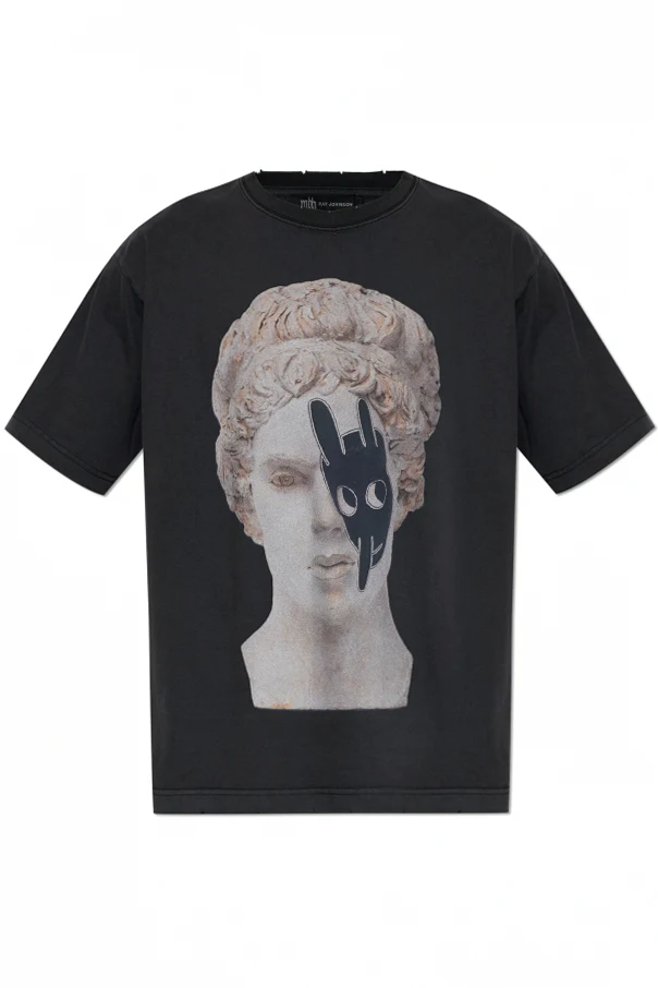 CZARNY T-shirt z surowym wykończeniem