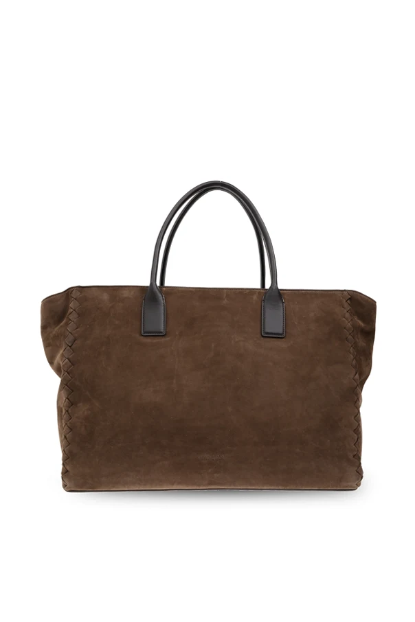 BRĄZOWY Zamszowa torba typu `shopper`