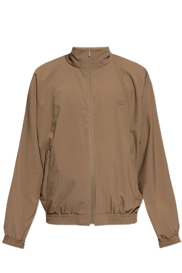 BRĄZOWY Dwustronna kurtka z logo