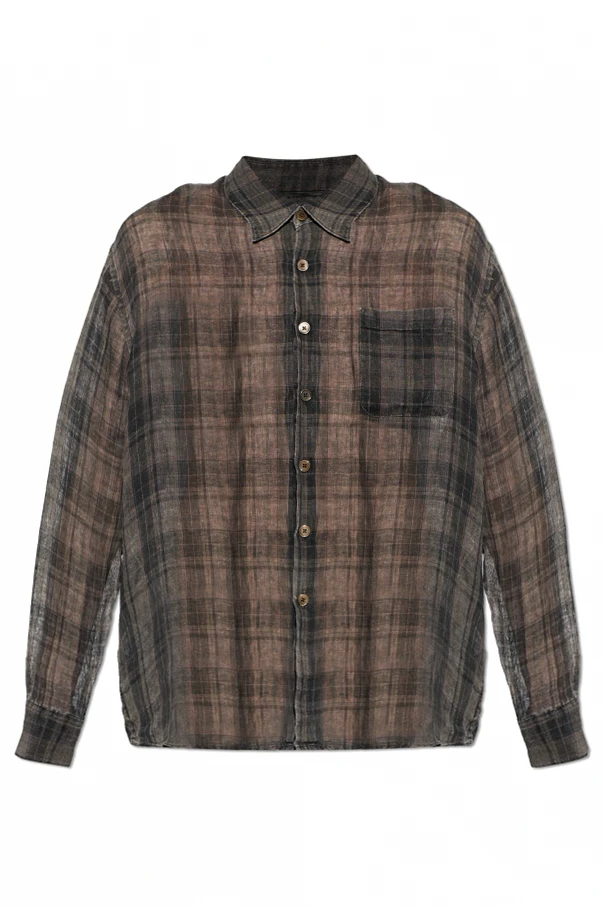 BRĄZOWY Koszula ze wzorem w kratę