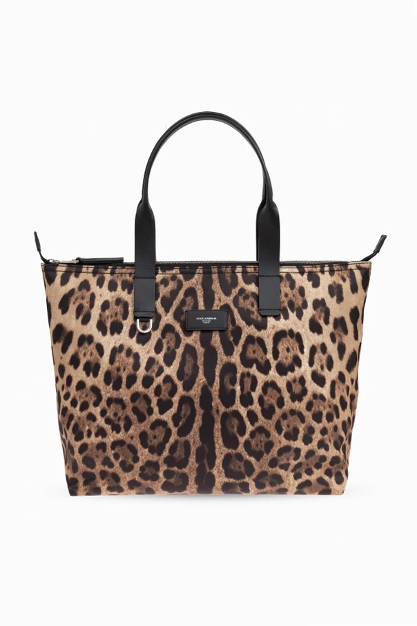 BROWN Animal motif shopper bag