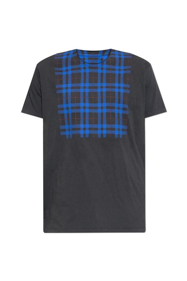 MARINEBLAU T-Shirt mit Karomuster