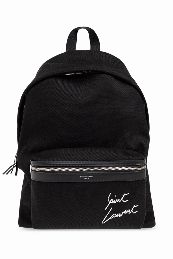 SCHWARZ Rucksack mit gesticktem Logo