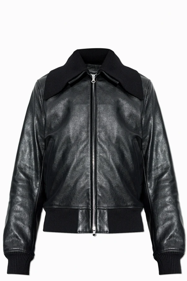 SCHWARZ Lederjacke mit abnehmbarem Kragen