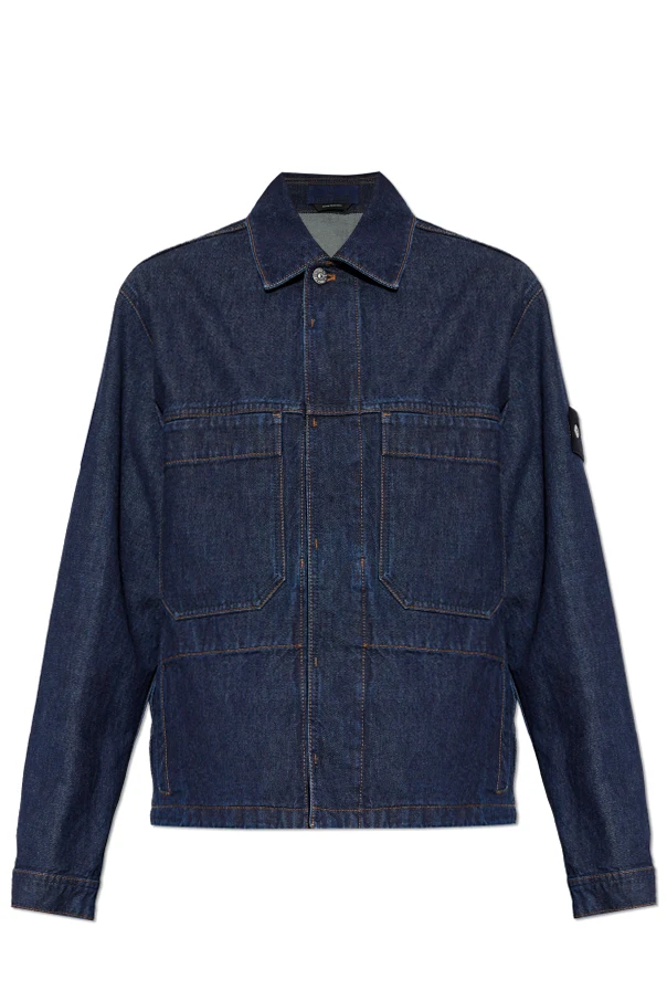 MARINEBLAU Jeansjacke mit Logo-Aufnäher