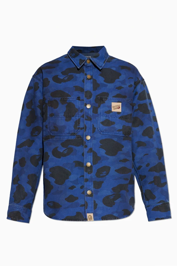 NAVY BLUE Denim shirt with logo