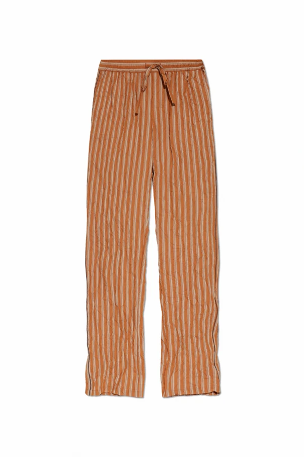 BROWN Pants with a crinkled effect