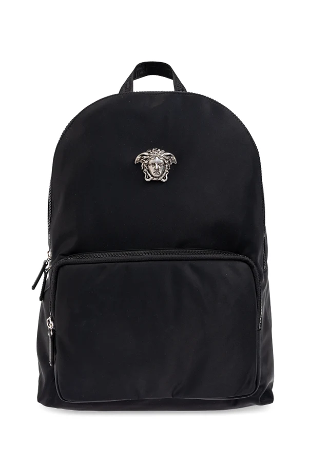 SCHWARZ Rucksack mit Applikation in Form eines Medusenkopfs