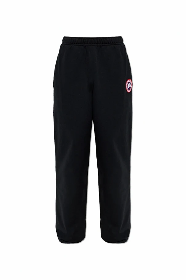 SCHWARZ Sweatpants mit Logo-Applikation