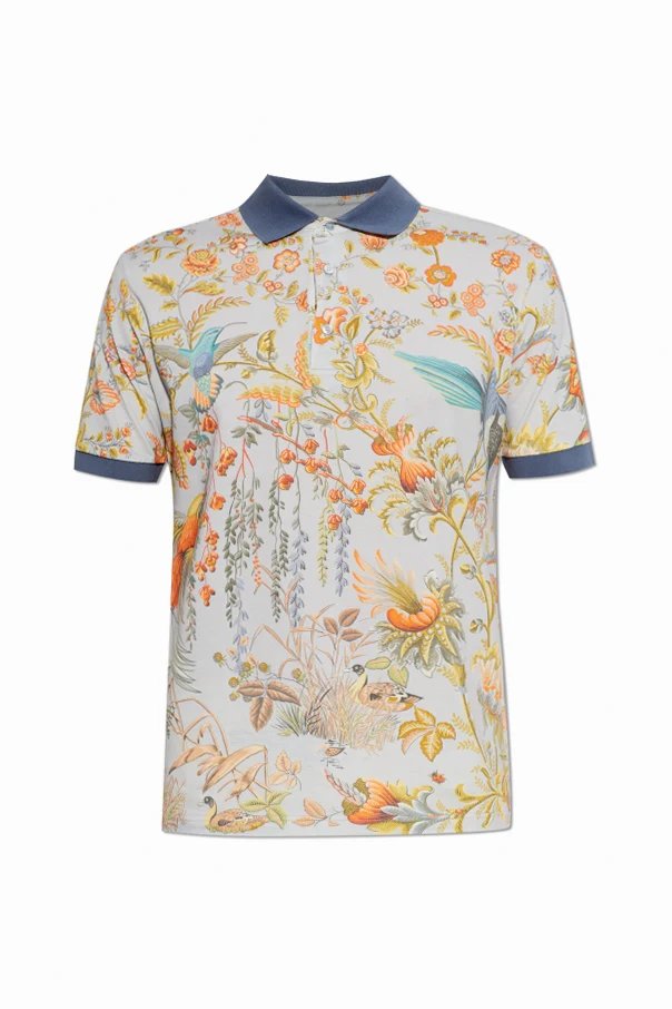 HELLBLAU Polo mit Blumenmuster