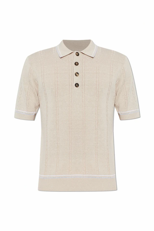 beżowy Polo z dekoracyjnym splotem