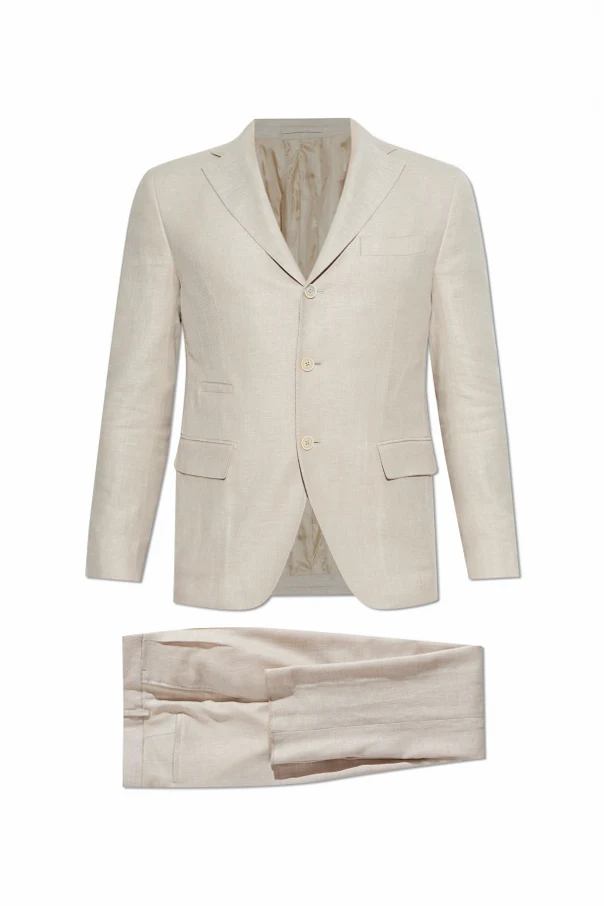 kremowy Garnitur z podwójnym rozcięciem