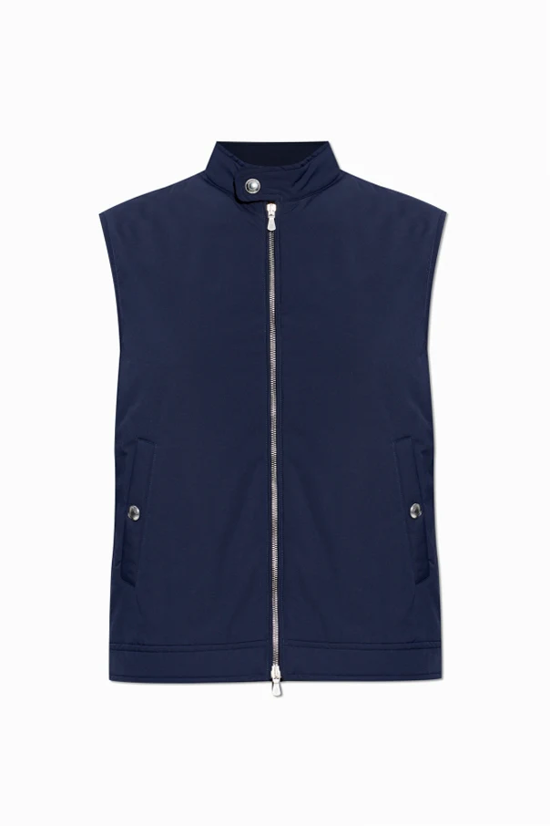 NAVY BLUE Insulated vest with stand-up collar