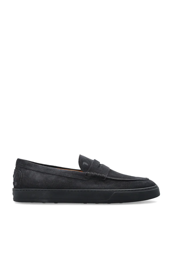 NAVY BLUE Leather loafers