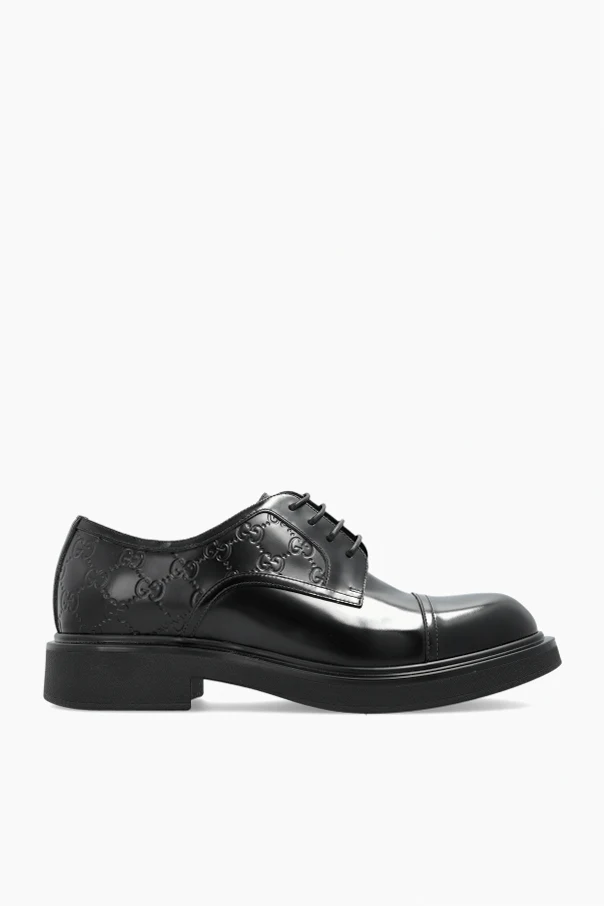 CZARNY Skórzane buty ze wzorem `GG`