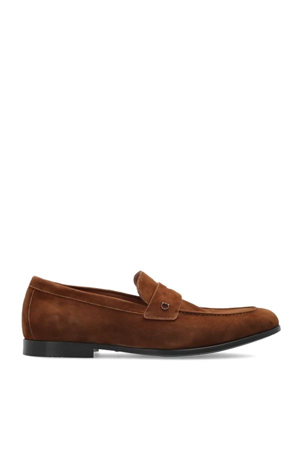 BRĄZOWY Zamszowe buty `Tiberio` typu `loafers`