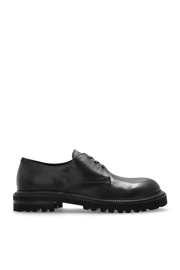 CZARNY Skórzane buty