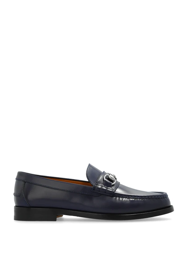 GRANATOWY Skórzane buty typu ‘loafers’