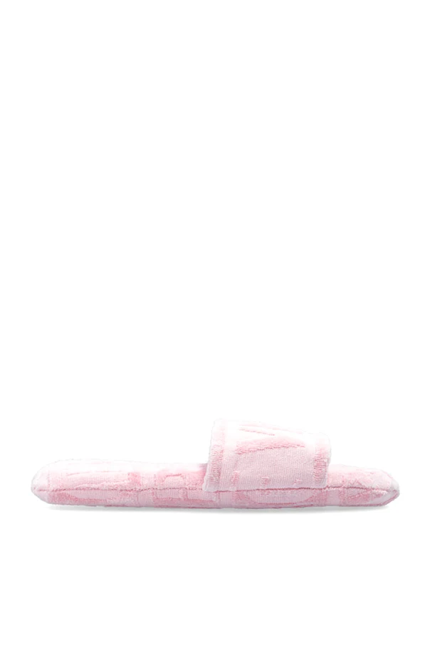 RÓŻOWY Bawełniane klapki z logo