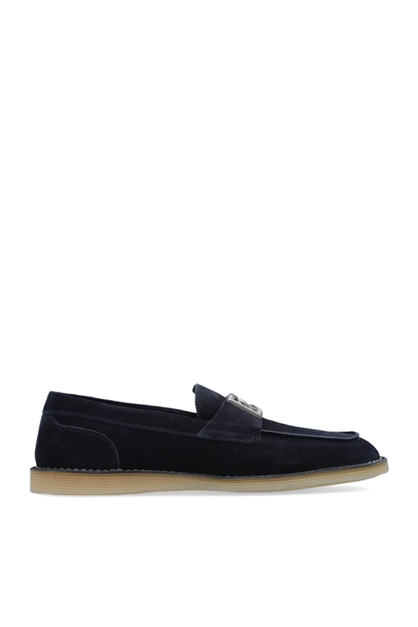 GRANATOWY Zamszowe buty ‘New Florio’ typu ‘loafers’
