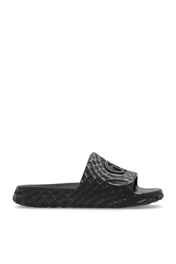 BLACK Rubber slides with logo