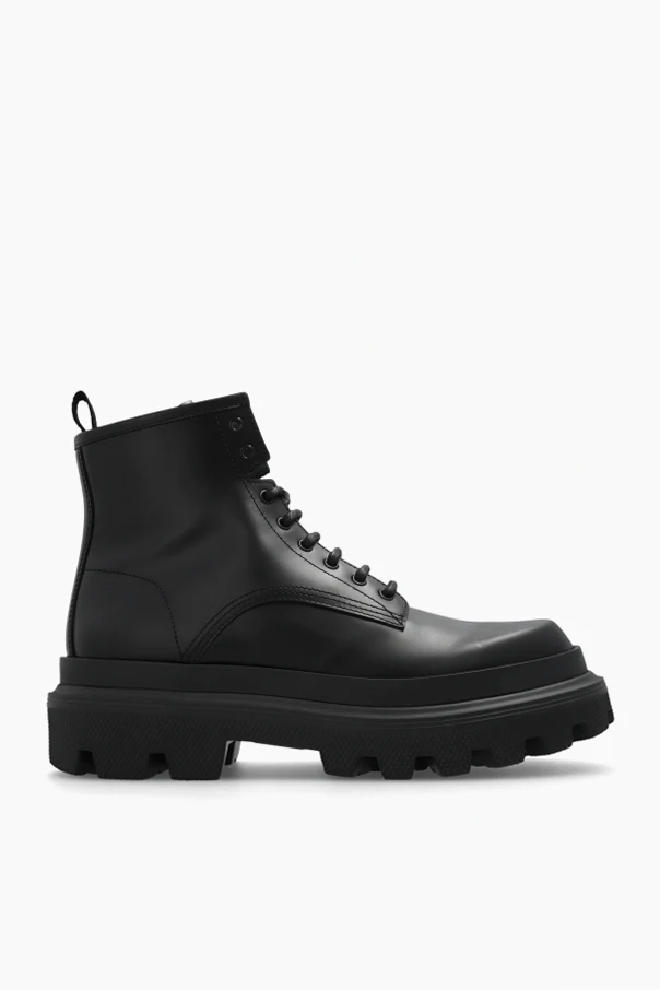 CZARNY Buty typu ‘combat’ na platformie