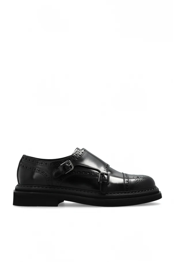 BLACK Leather shoes with decorative perforation