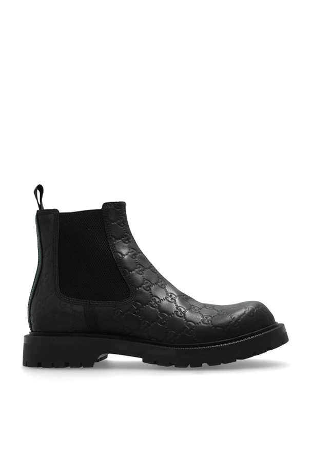 SCHWARZ Chelsea-Stiefel mit Monogramm