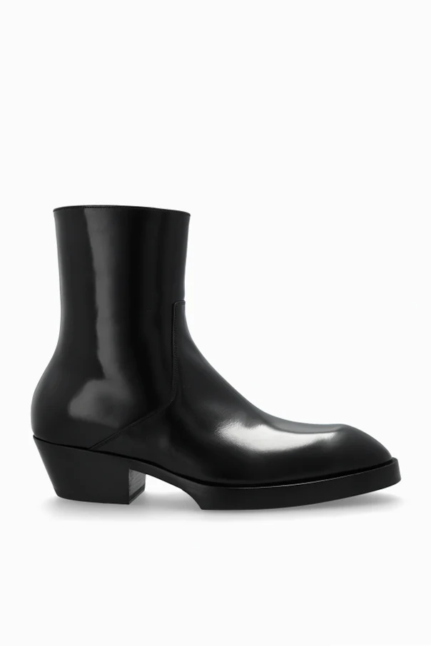 CZARNY Skórzane buty na obcasie `Dalton`