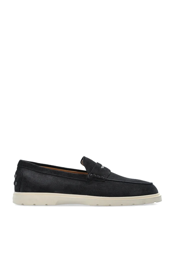 GRANATOWY Zamszowe buty typu `loafers`
