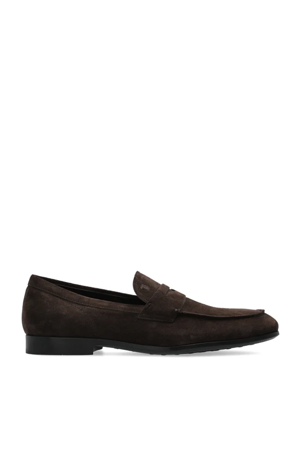 BRĄZOWY Zamszowe buty typu `loafers`