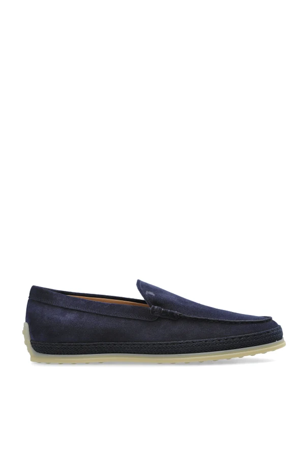 GRANATOWY Zamszowe buty typu `loafers`