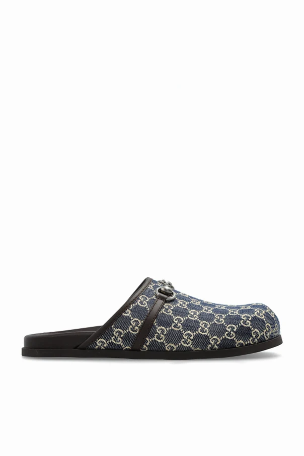 NAVY BLUE Slides Horsebit