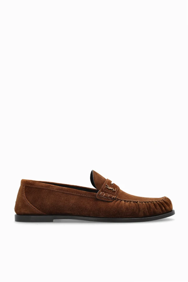 BRĄZOWY Zamszowe buty typu `loafers`