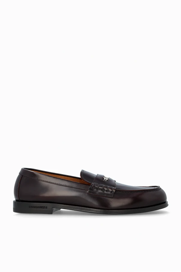 BRĄZOWY Skórzane loafersy