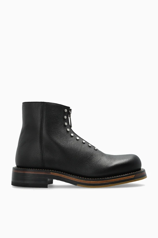 SCHWARZ Lederstiefeletten mit Nieten