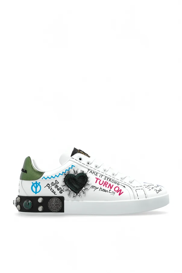 WHITE "Portofino" sneakers with applications