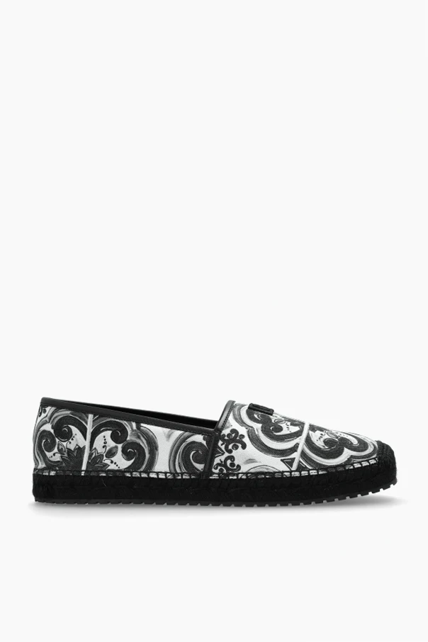 BLACK Espadrilles with "Majolica" print