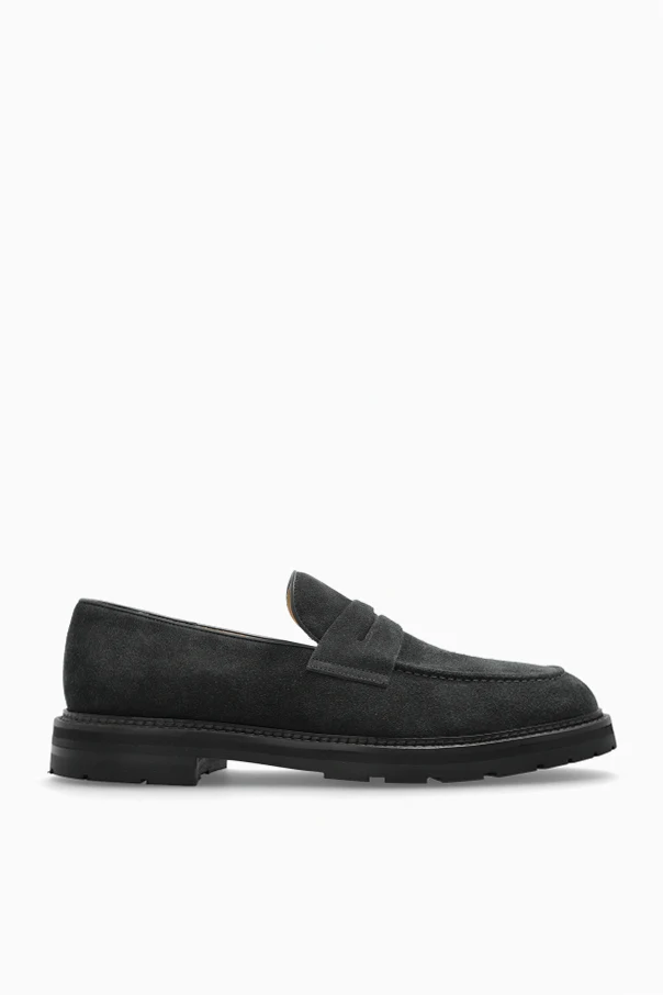 GRANATOWY Zamszowe buty typu `loafers`