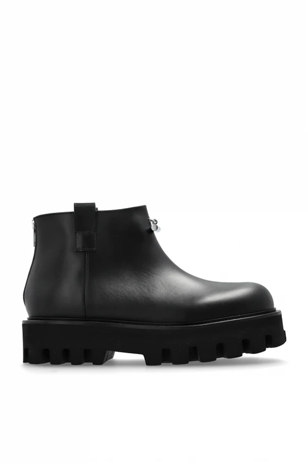 CZARNY Skórzane buty na platformie