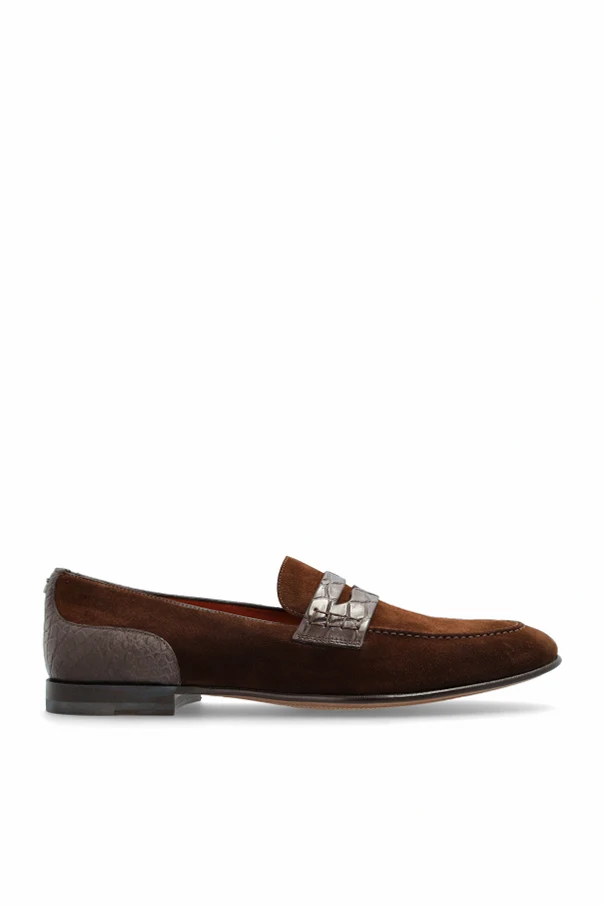 BRĄZOWY Zamszowe buty typu `loafer`