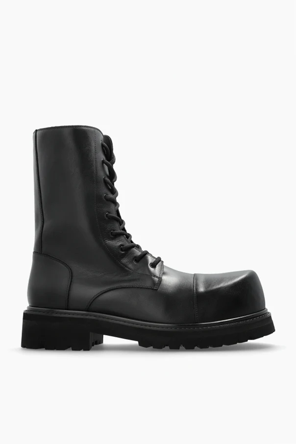 CZARNY Skórzane buty za kostkę