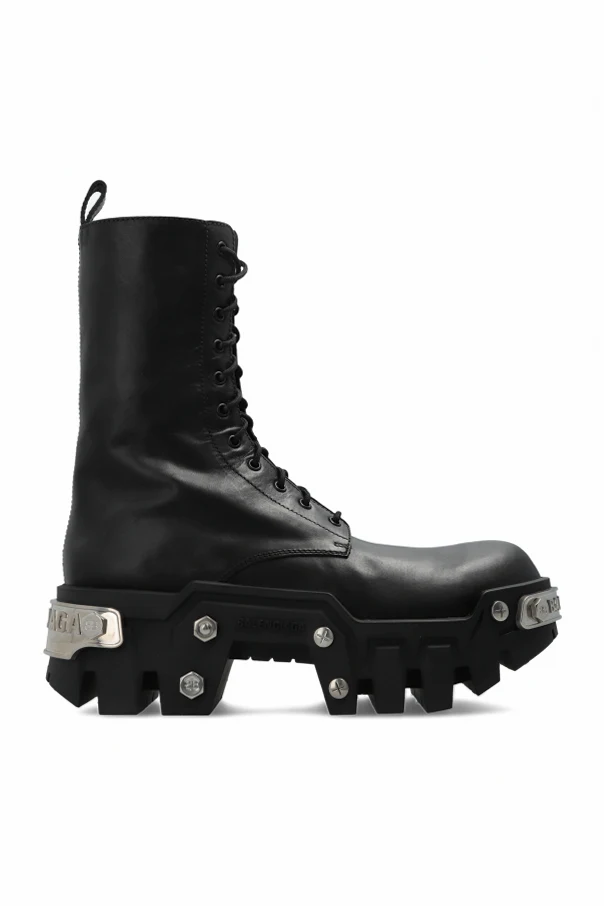 CZARNY Skórzane buty `Bulldozer`