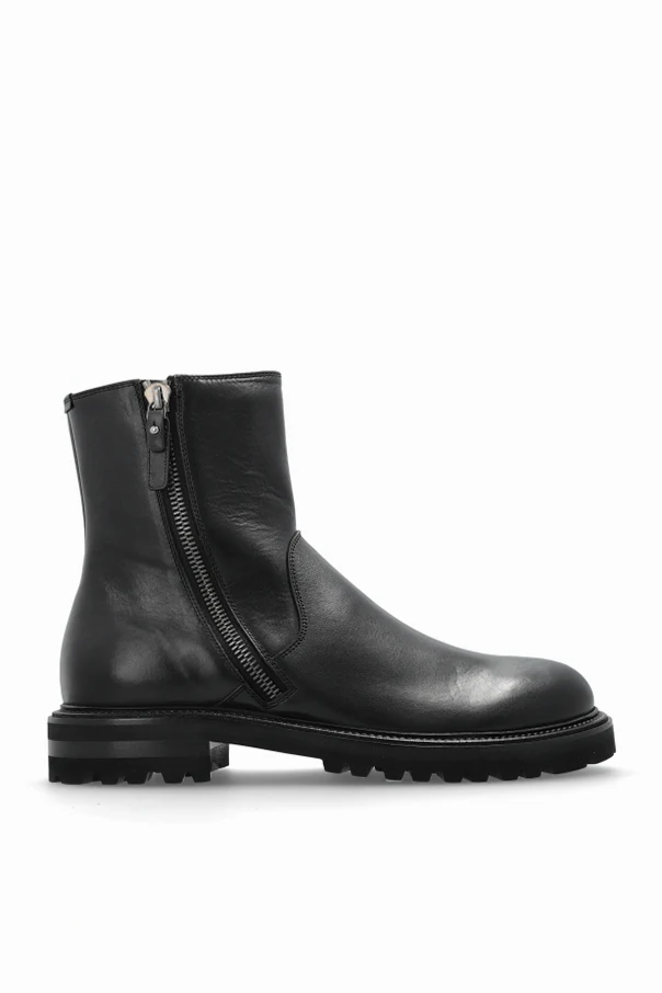 CZARNY Skórzane buty za kostkę