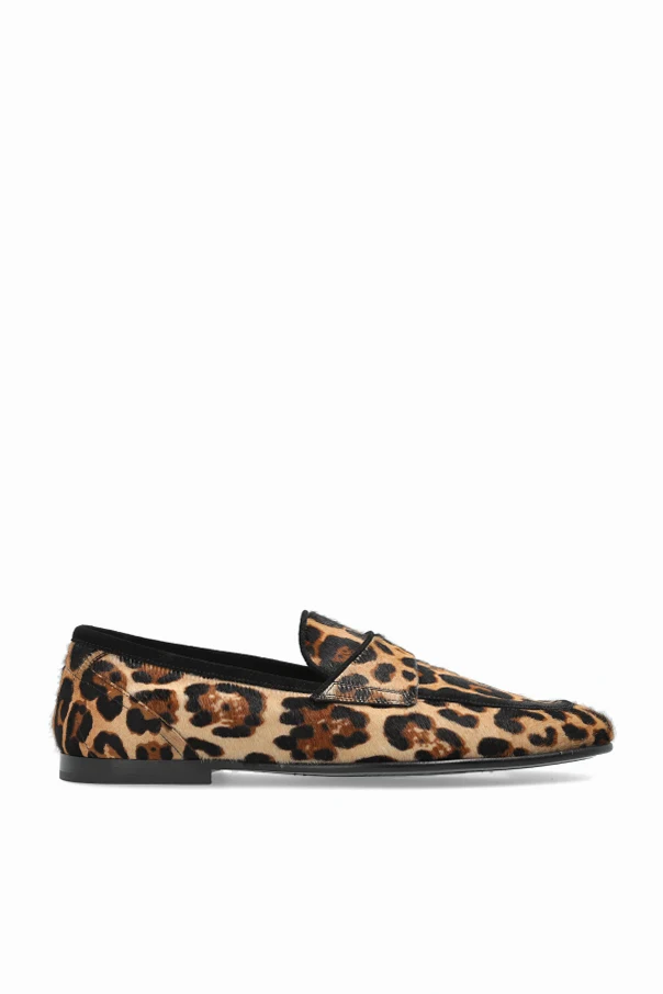 BRĄZOWY Buty typu `loafers` z motywem zwierzęcym