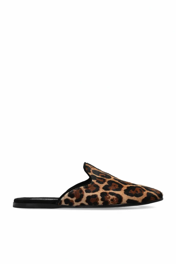 BROWN Animal print slides