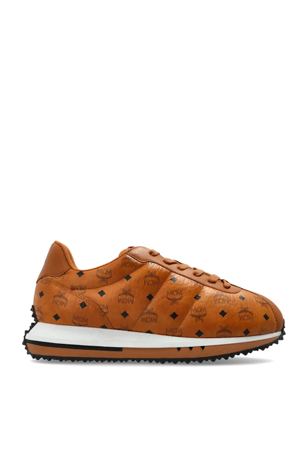 BROWN Leather monogram sneakers
