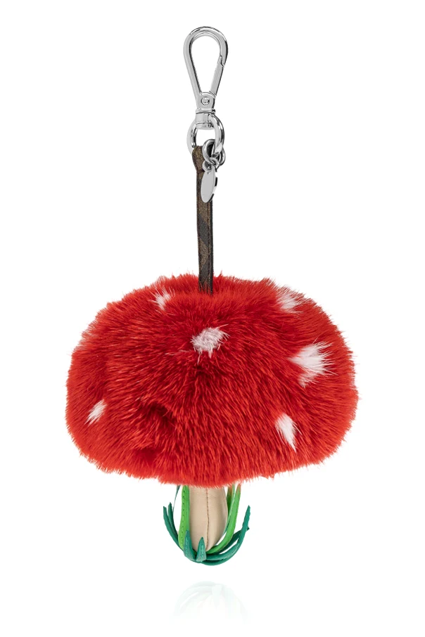 RED Keychain with a mushroom motif pendant
