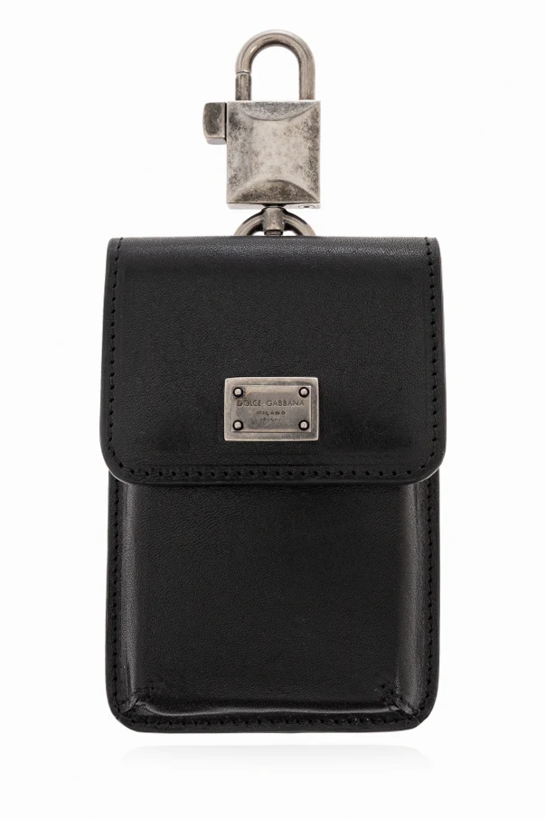 BLACK Leather bag charm